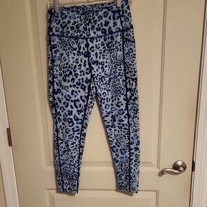 Blue BSP Leopard Print Leggings
